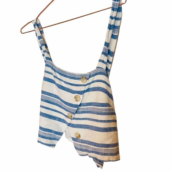 EUC Dotti Blue Striped Criss Cross Back Top 16 - Picture 1 of 6